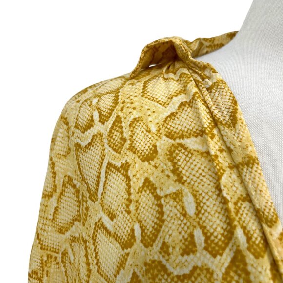 Faithfull The Brand Aira Knot Shirt Yellow Snake Print Long Sleeve Size 4 Small - Picture 3 of 14